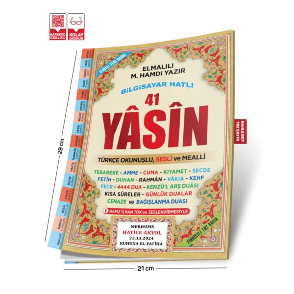 Sesli Yasini Şerif Türkçe Fihristli Rahle Boy 192 Sayfa İsimli etiket