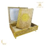 Ayaklı Şeffaf Pleksili Kadife Sandıklı Kur’ân-ı Kerim Gold