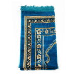 Dodya Kadife Çocuk Seccadesi Mihrap Desenli - Mavi - Görsel 3