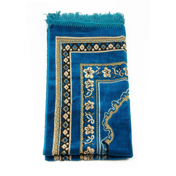 Dodya Kadife Çocuk Seccadesi Mihrap Desenli - Mavi - Görsel 3