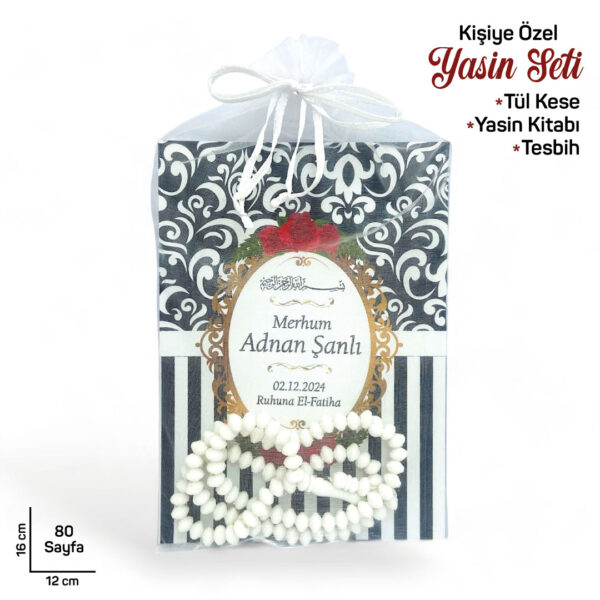 Hediyelik Siyah Renk 80 Sf. Yasin Cüzü Tesbihli Mevlüt Seti - 10'lu Paket
