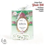 Hediyelik Yeşil Renk Çiçek Motifli Yasin Cüzü Tesbihli Mevlüt Seti - 10'lu Paket